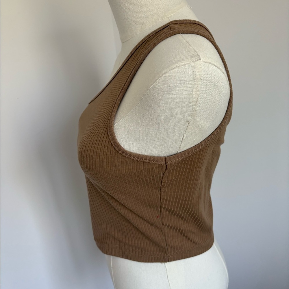 Brown One-Shoulder Ribbed Top - Picture 4 of 5